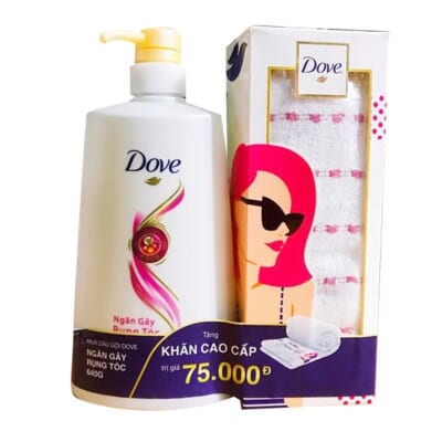 Dầu gội dove ngăn rụng tóc 640gr unilever tặng 1 khăn tắm